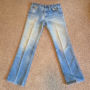 Vintage‎ Manhattan Mens Light Wash Straight Leg Jeans Made in USA 36x34 Blue
